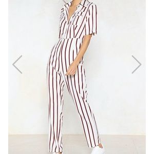 Striped utility jumpsuit NWT